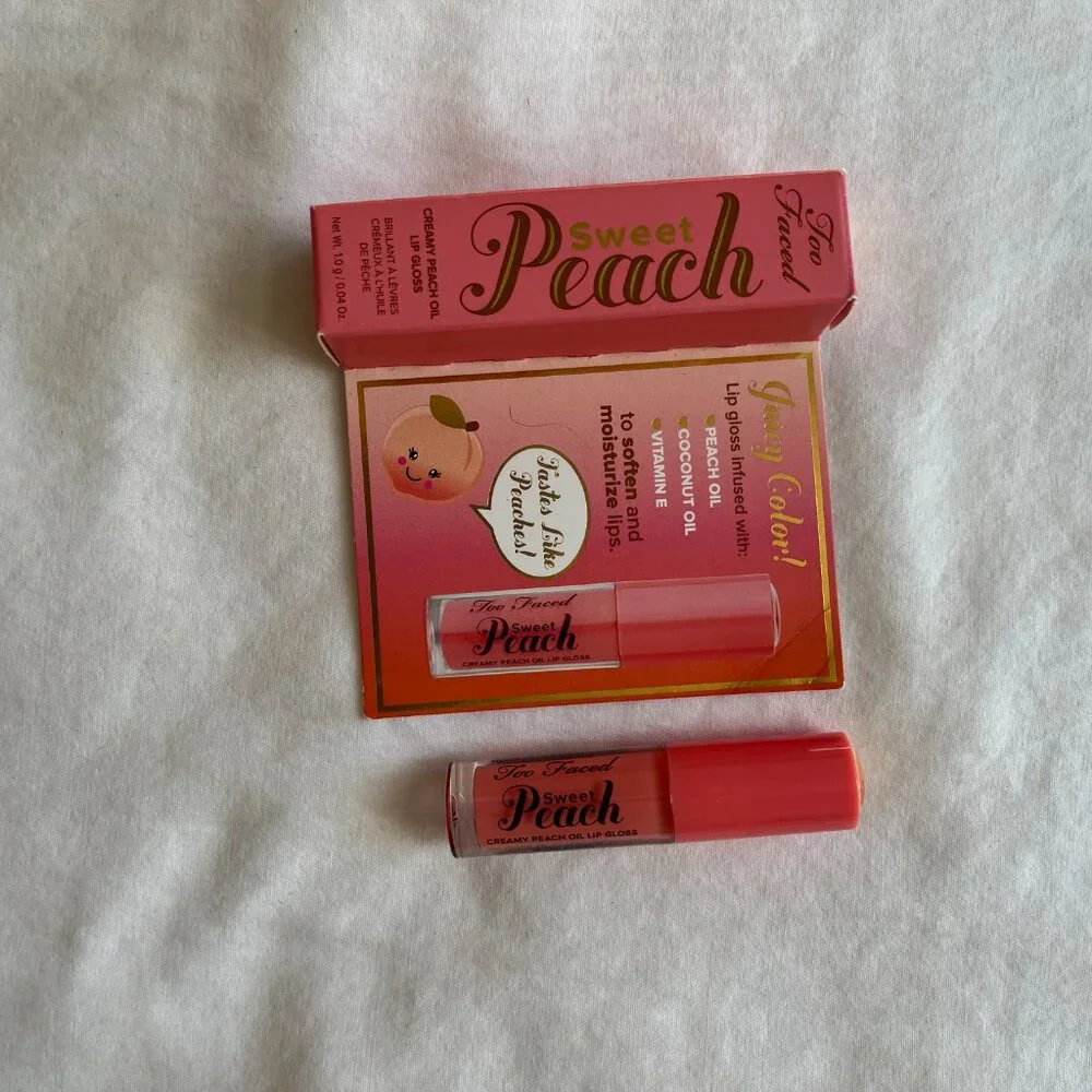 New TOO FACED Sweet Peach Lip Gloss, .04 oz Travel Size